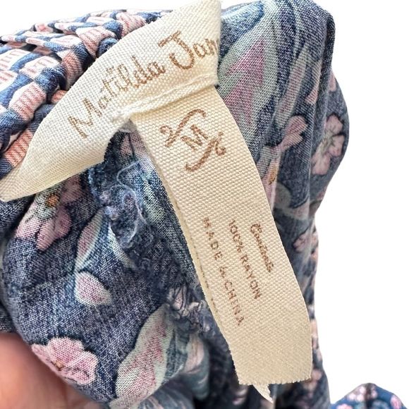 Matilda Jane Size M Blue Floral A Day Off Wide Leg Pants FLAWED - Picture 8 of 13